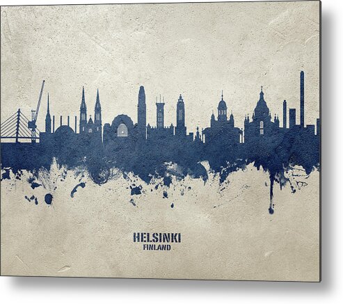 Helsinki Metal Print featuring the digital art Helsinki Finland Skyline #26 by Michael Tompsett