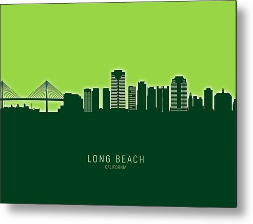 Long Beach Metal Print featuring the digital art Long Beach California Skyline #27 by Michael Tompsett
