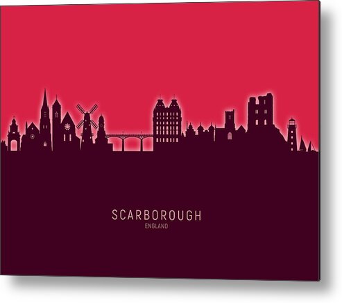 Scarborough Metal Print featuring the digital art Scarborough England Skyline #27 by Michael Tompsett