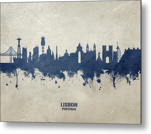 Lisbon Metal Print featuring the digital art Lisbon Portugal Skyline #28 by Michael Tompsett