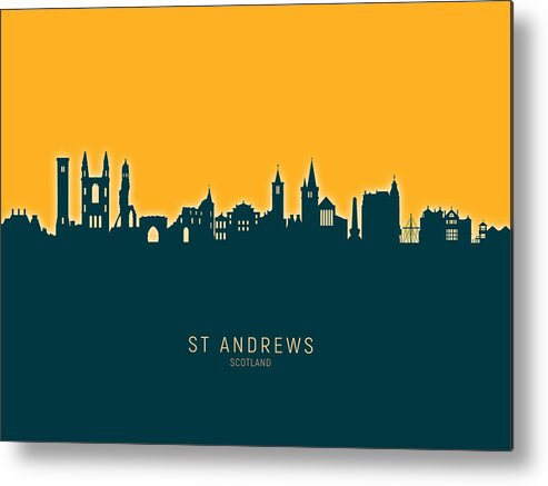St Andrews Metal Print featuring the digital art St Andrews Scotland Skyline #28 by Michael Tompsett