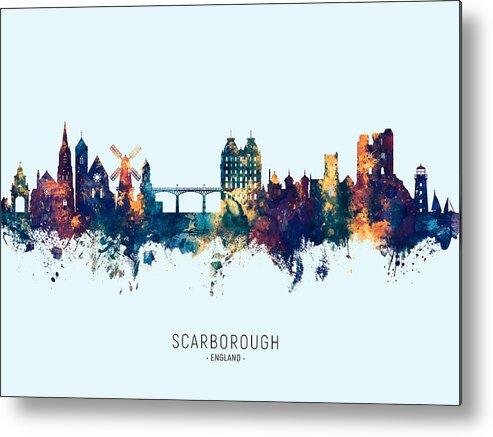 Scarborough Metal Print featuring the digital art Scarborough England Skyline #29 by Michael Tompsett