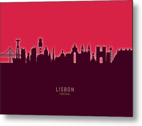 Lisbon Metal Print featuring the digital art Lisbon Portugal Skyline #32 by Michael Tompsett