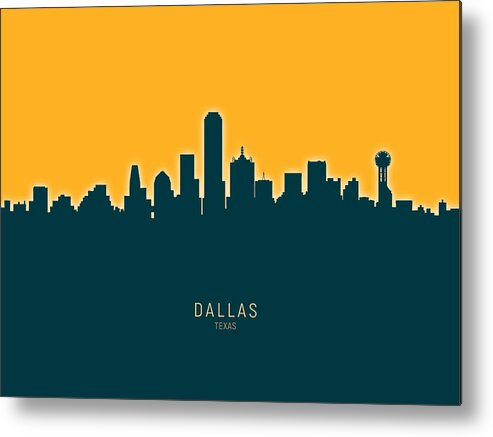 Dallas Metal Print featuring the digital art Dallas Texas Skyline #37 by Michael Tompsett