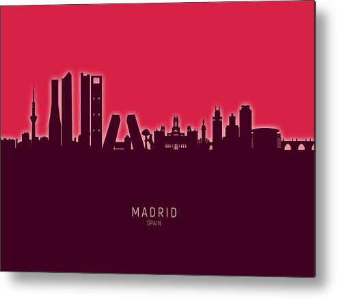 Madrid Metal Print featuring the digital art Madrid Spain Skyline #38 by Michael Tompsett