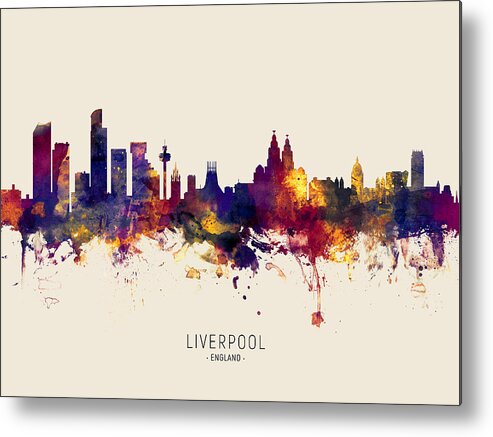 Liverpool Metal Print featuring the digital art Liverpool England Skyline #39 by Michael Tompsett
