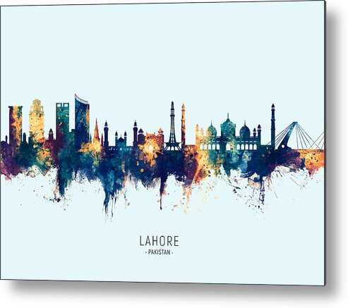 Lahore Metal Print featuring the digital art Lahore Pakistan Skyline #4 by Michael Tompsett