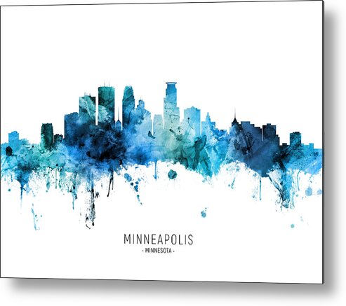 Minneapolis Metal Print featuring the digital art Minneapolis Minnesota Skyline #42 by Michael Tompsett