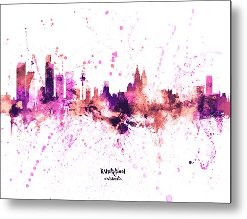 Liverpool Metal Print featuring the digital art Liverpool England Skyline #47 by Michael Tompsett