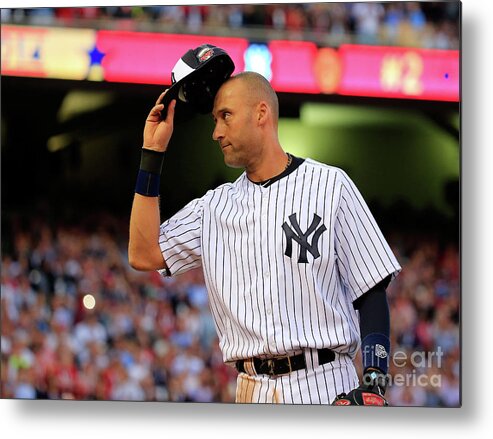 Crowd Metal Print featuring the photograph Derek Jeter by Rob Carr