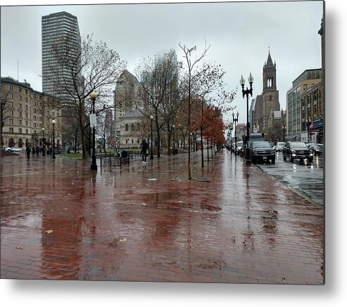 Usa Metal Print featuring the photograph Rainy Day In City Of Boston Massachusetts #5 by Alex Grichenko
