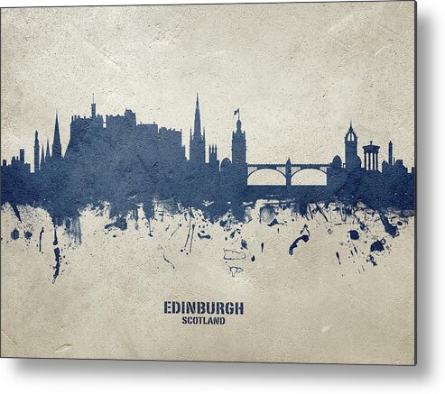 Edinburgh Metal Print featuring the digital art Edinburgh Scotland Skyline #59 by Michael Tompsett