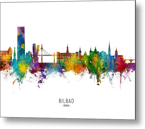 Bilbao Metal Print featuring the digital art Bilbao Spain Skyline #7 by Michael Tompsett