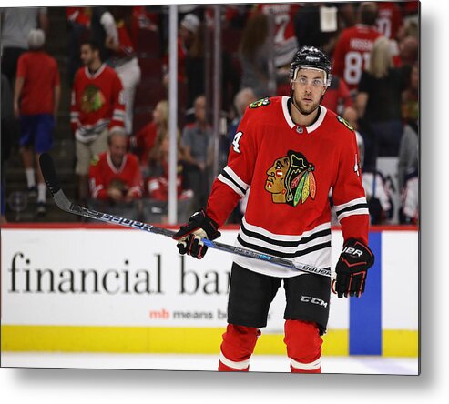 United Center Metal Print featuring the photograph Columbus Blue Jackets v Chicago Blackhawks #7 by Jonathan Daniel