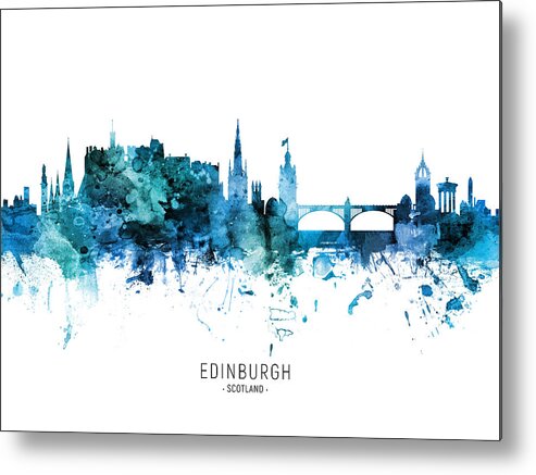 Edinburgh Metal Print featuring the digital art Edinburgh Scotland Skyline #71 by Michael Tompsett