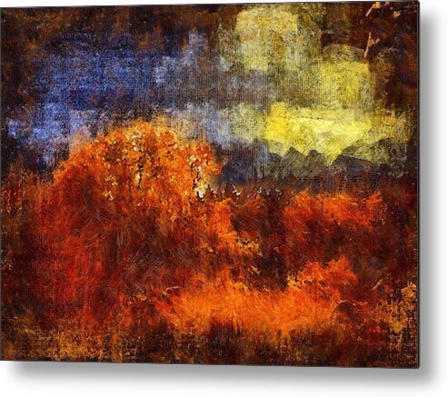Abstract Metal Print featuring the mixed media Abstract Autumn by Christopher Reed