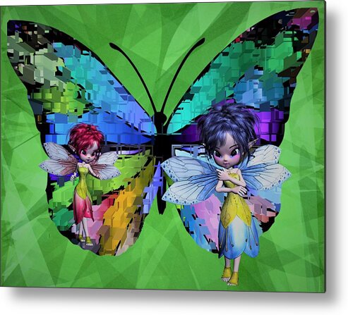 Butterfly Metal Print featuring the digital art Abstract Butterfly Fairies by Julie Grace