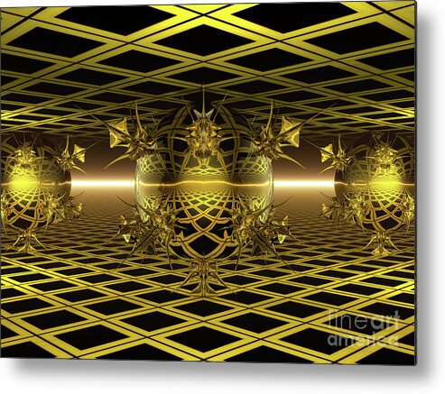 Gold Metal Print featuring the digital art Abstract Golden Spheres by Phil Perkins