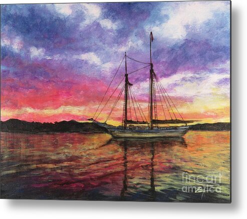 Acadia Metal Print featuring the painting Acadia Sunset at Sea by Zan Savage