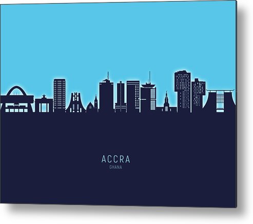 Accra Metal Print featuring the digital art Accra Ghana Skyline #75 by Michael Tompsett