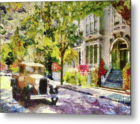 Architectural Metal Print featuring the painting Alameda Afternoon Drive by Linda Weinstock