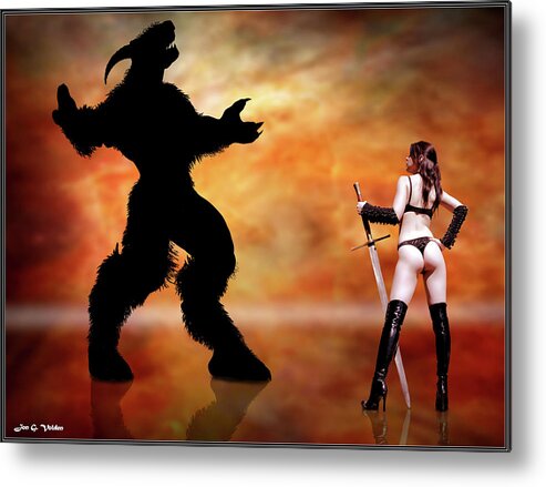 Rebel Metal Print featuring the photograph Amazon vs Demon by Jon Volden