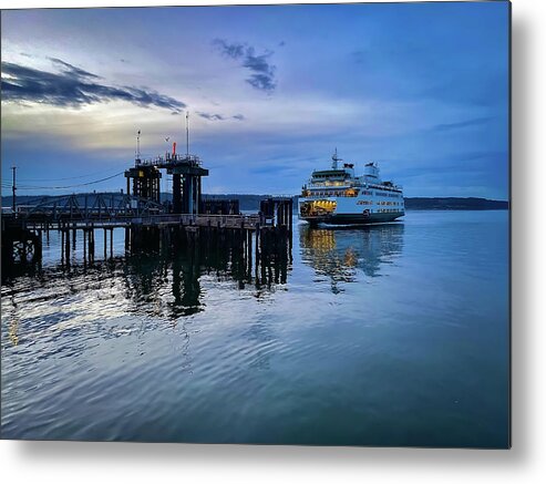 Sea Metal Print featuring the photograph Arriving of ferry by Anamar Pictures