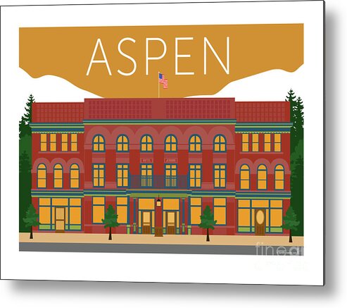 Aspen Hotel Jerome Colorado Metal Print featuring the digital art Aspen Hotel Jerome Gold by Sam Brennan