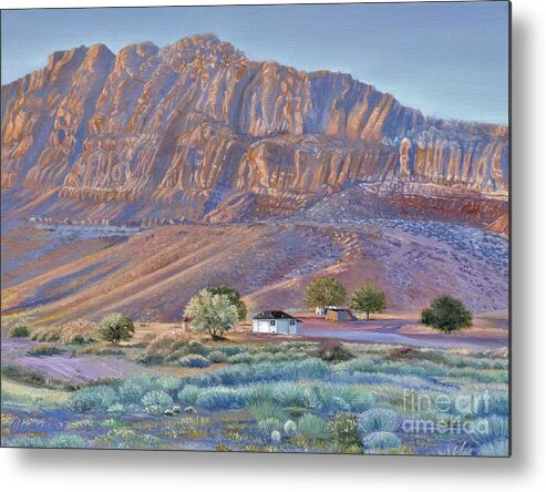 Vermilion Cliffs Metal Print featuring the painting At the base of the Vermillion Cliffs by Barbara Clements