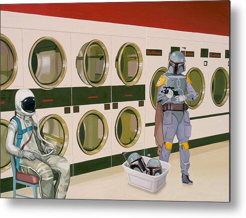 Astronaut Metal Poster featuring the painting At the Laundromat with Boba Fett by Scott Listfield