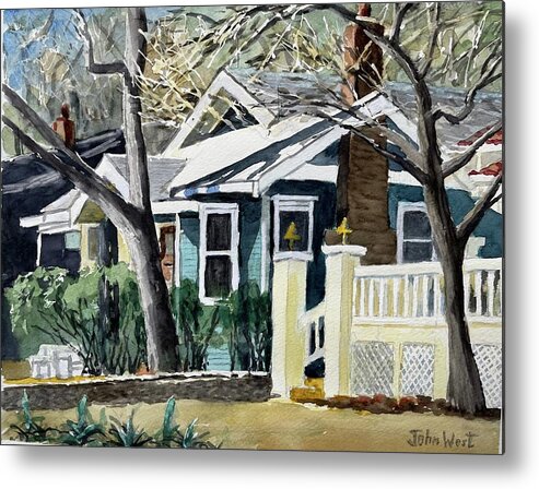 Landscape Metal Print featuring the painting Austin Mid-Century House by John West