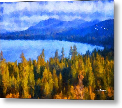 Landscape Metal Print featuring the painting Autumn in Tahoe, California by Trask Ferrero