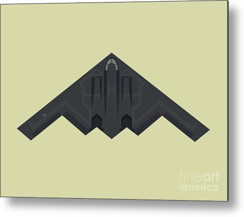 Aviation Metal Print featuring the digital art B2 Stealth Bomber Jet Aircraft - Eggshell by Organic Synthesis
