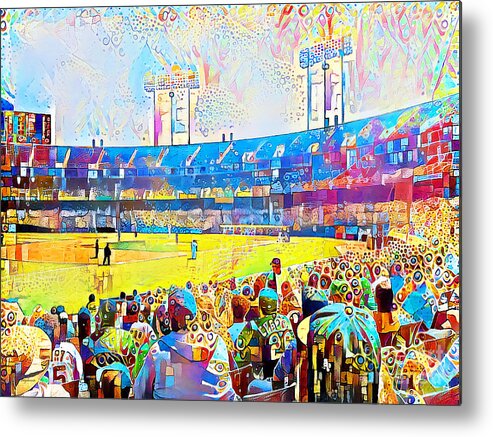 Wingsdomain Metal Print featuring the photograph Baseball The All American Pastime in Contemporary Vibrant Color Motif 20200428 by Wingsdomain Art and Photography