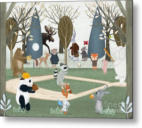 Baseball Metal Print featuring the painting Baseball Time by Bri Buckley