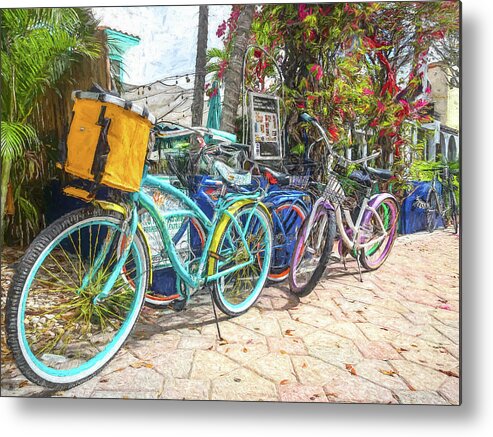Florida Metal Print featuring the photograph Bicycles at the Bakery Painting by Debra and Dave Vanderlaan