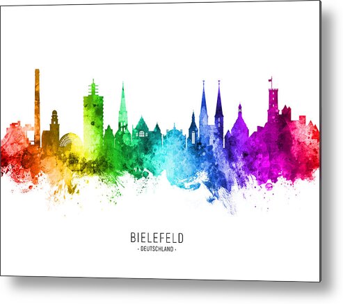 Bielefeld Metal Print featuring the digital art Bielefeld Germany Skyline #76 by Michael Tompsett