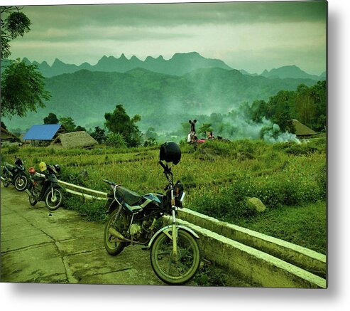 Bike Metal Print featuring the photograph Biking to the mountains by Robert Bociaga