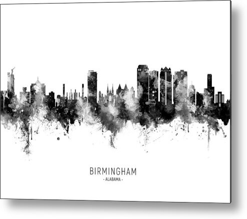 Birmingham Metal Print featuring the digital art Birmingham Alabama Skyline #12 by Michael Tompsett