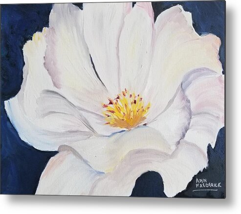 White Metal Print featuring the painting Blanche Fleur by Ann Frederick