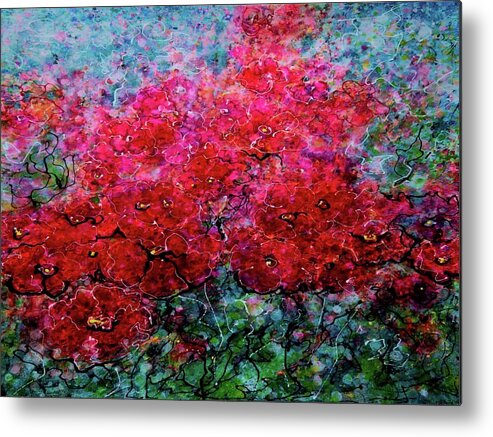 Blooming Happiness Metal Print featuring the painting Blooming Happiness by OLena Art by Lena Owens - Vibrant DESIGN