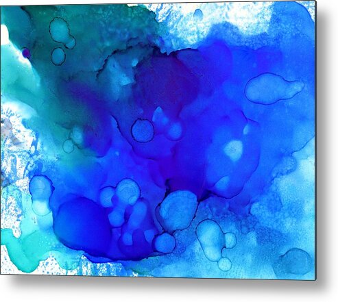 Blue Metal Print featuring the painting Blue Abstract 57 by Lucie Dumas