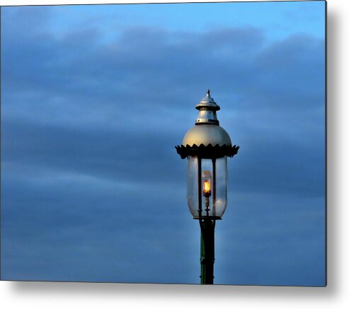 Lamppost Metal Print featuring the photograph Blue Light Special by Linda Stern