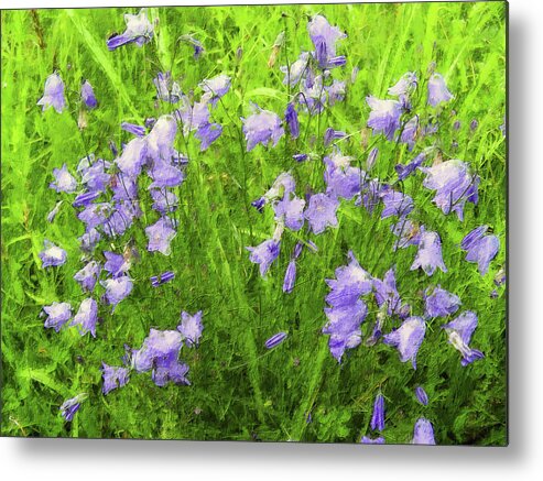 Bluebells Metal Print featuring the painting Bluebells on a Sunny Day by Alex Mir