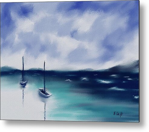 Ipad Painting Metal Print featuring the digital art Boats in the Virgin Islands by Frank Bright