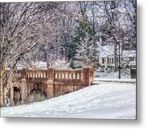 Winter Landscape Metal Print featuring the photograph Bridge At Lake Daniel Park Winter by Melissa Bittinger