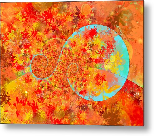 Bright Metal Print featuring the digital art Bright Autumn Day Abstract Spiral 4 by Eileen Backman