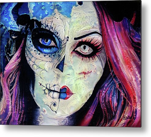 Skull Metal Print featuring the digital art Brigitta Blues by Elaine Berger