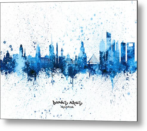 Buenos Aires Metal Print featuring the digital art Buenos Aires Argentina Skyline #74 by Michael Tompsett