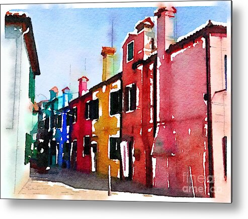 Burano Metal Print featuring the digital art Burano, Italy by Wendy Golden